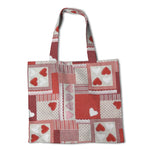 Tela Loneta Corazones Patchwork Rojo - Ribes y Casals