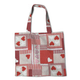 Tela Loneta Corazones Patchwork Rojo - Ribes y Casals