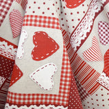 Tela Loneta Corazones Patchwork Rojo - Ribes y Casals