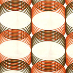 Tela Loneta Estampada Anillas Naranja - Ribes y Casals