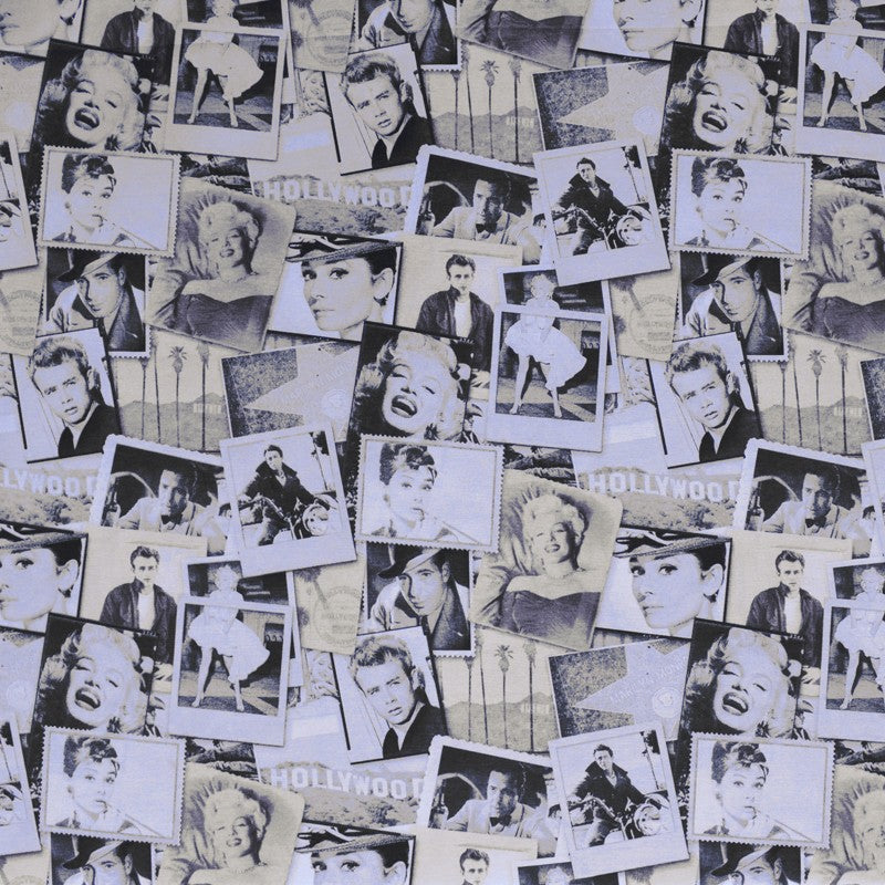 Tela Loneta Estampada Hollywood Stars Cruda - Ribes y Casals