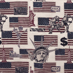 Tela Loneta Estampada Manhattan USA Natural - Ribes y Casals