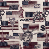 Tela Loneta Estampada Manhattan USA Natural - Ribes y Casals