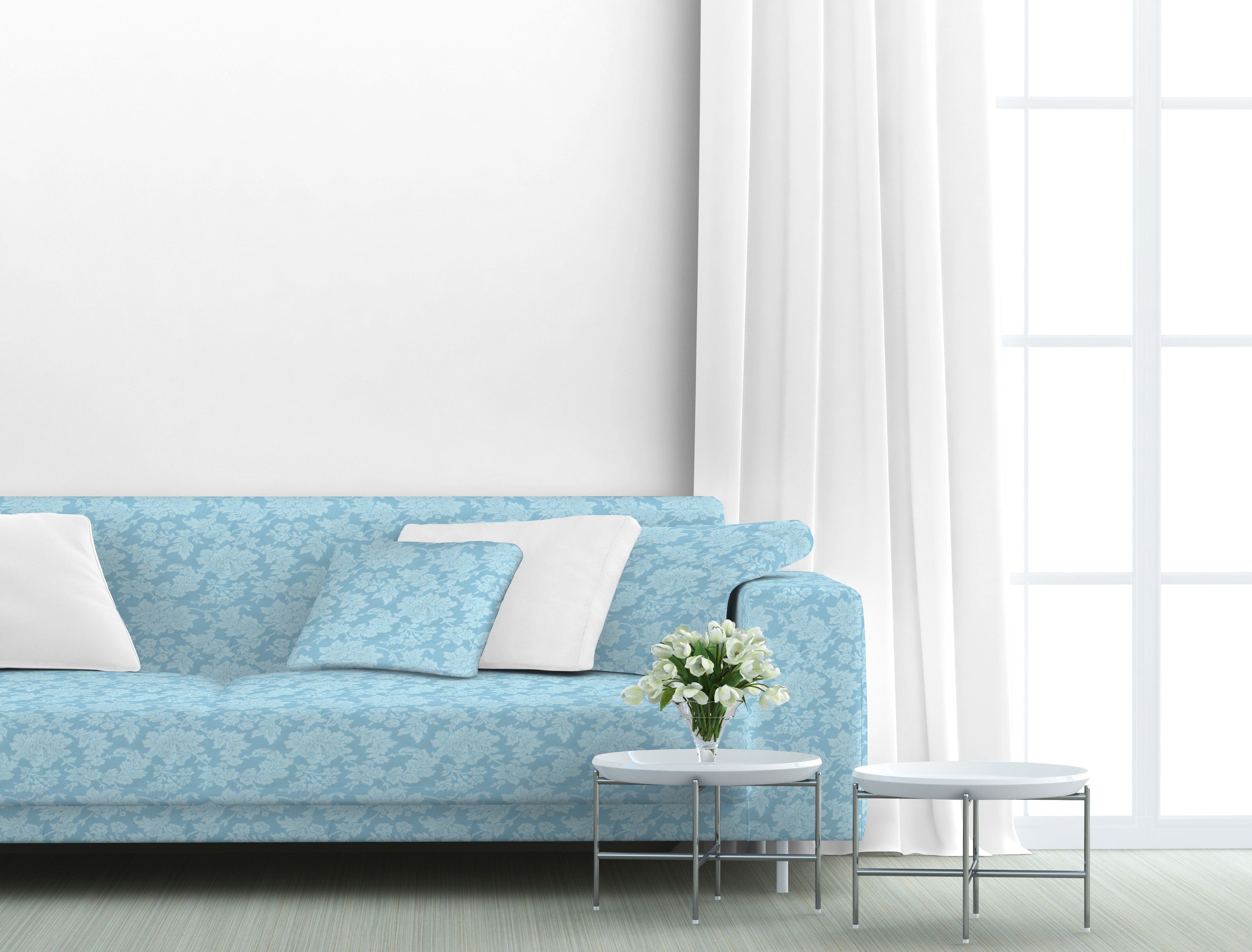 Tela Loneta Jacquard Azul Cielo - Ribes y Casals