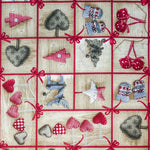 Tela Loneta Navidad Mosaico Madera - Ribes y Casals