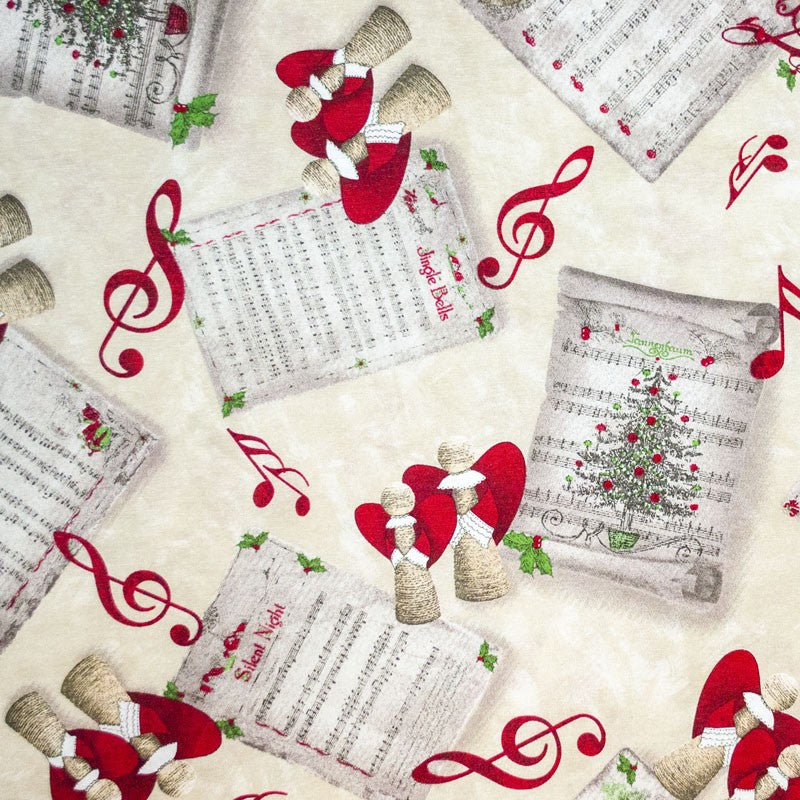 Tela Loneta Navidad Musical Tostado - Ribes y Casals