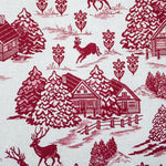 Tela Loneta Navidad Toile de Jouy Granate - Ribes y Casals