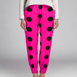 Tela Lunares Negro 55mm Fucsia - Ribes y Casals