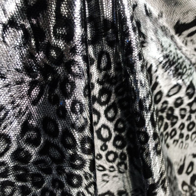 Tela Lycra Brillante Leopardo Plata - Ribes y Casals