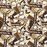 Tela Lycra Estampada Cómic Marrón - Ribes y Casals