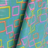 Tela Lycra Estampada Cúbica Turquesa - Ribes y Casals