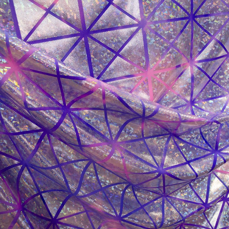 Tela Lycra Hologram Rombo Fucsia Lila - Ribes y Casals