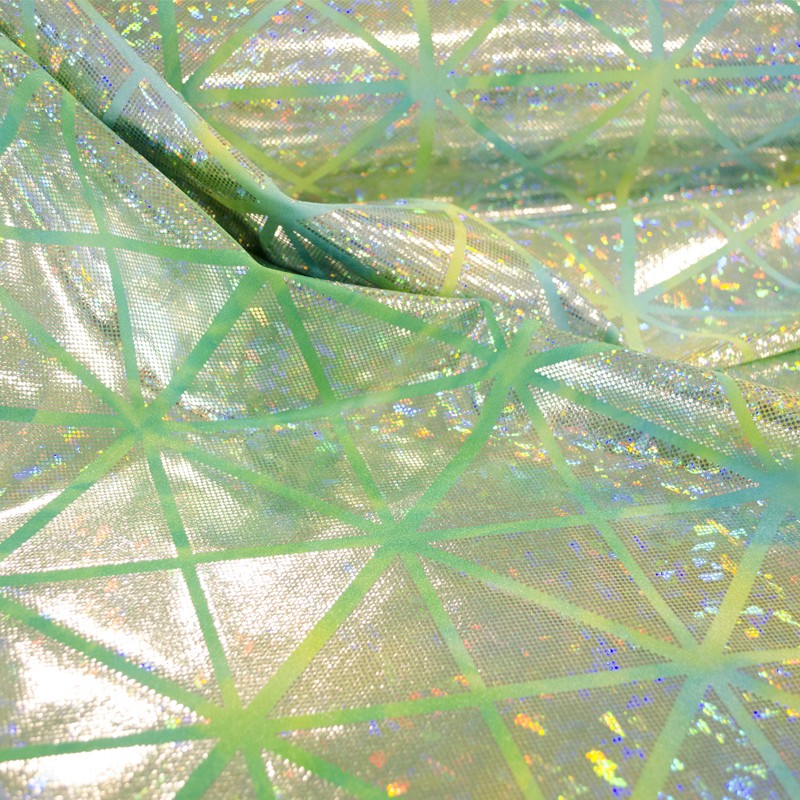Tela Lycra Hologram Rombo Pistacho Azul - Ribes y Casals