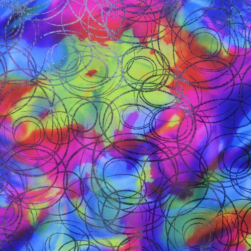 Tela Lycra Holograph Círculos Multicolor - Ribes y Casals
