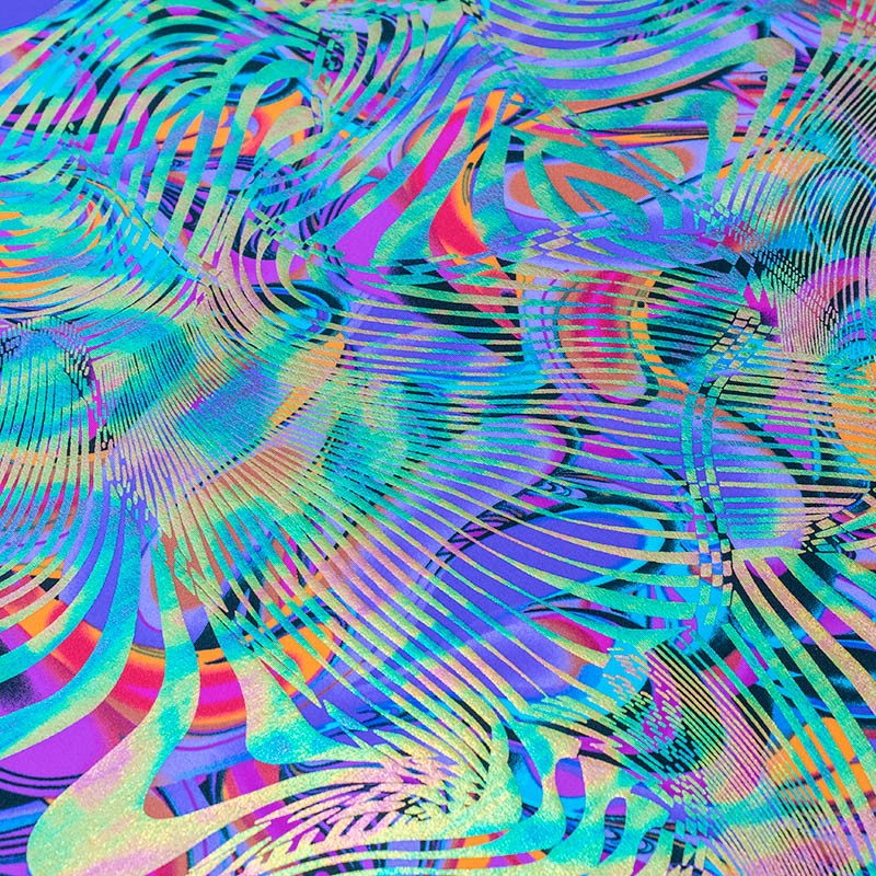 Tela Lycra Holograph Ondas Metal Lila - Ribes y Casals