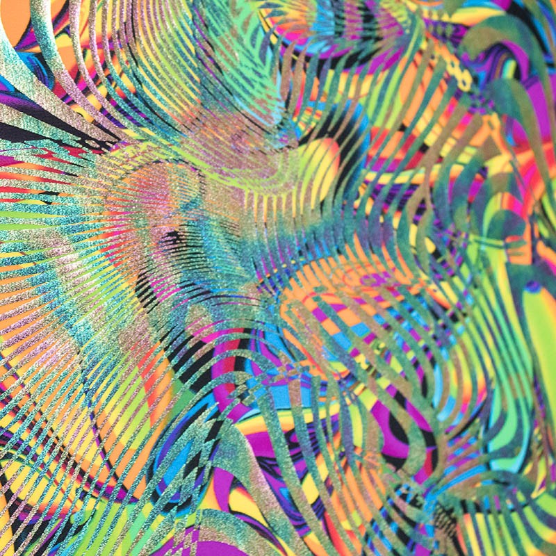 Tela Lycra Holograph Ondas Metal Multicolor - Ribes y Casals