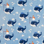 Tela Minky Ballenas Fondo Azul - Ribes y Casals