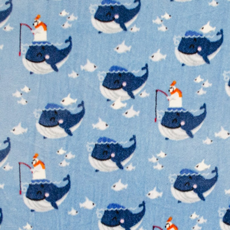Tela Minky Ballenas Fondo Azul - Ribes y Casals