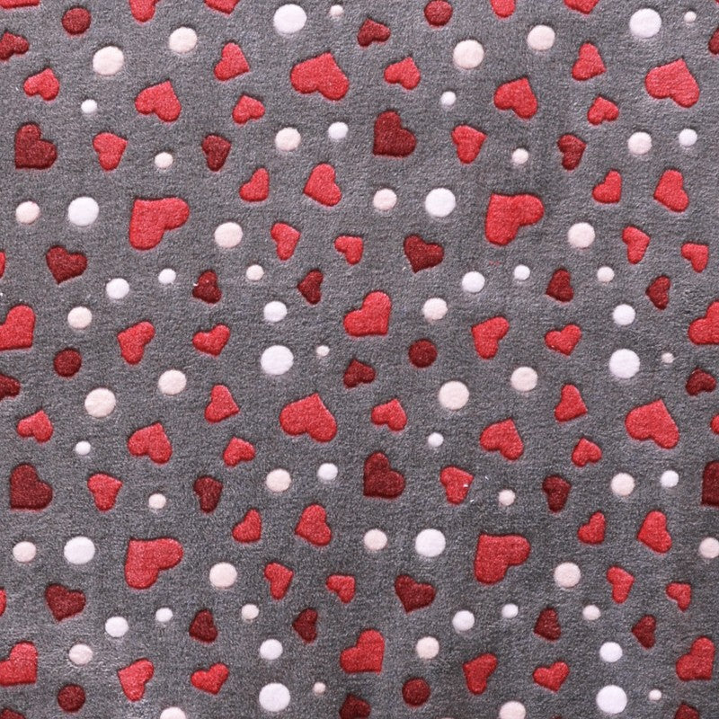 Tela Minky Corazones Fondo Gris - Ribes y Casals