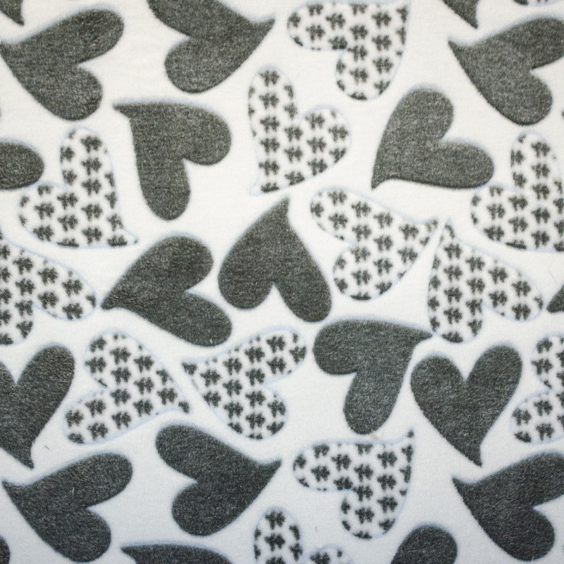 Tela Minky Corazones Gris - Ribes y Casals