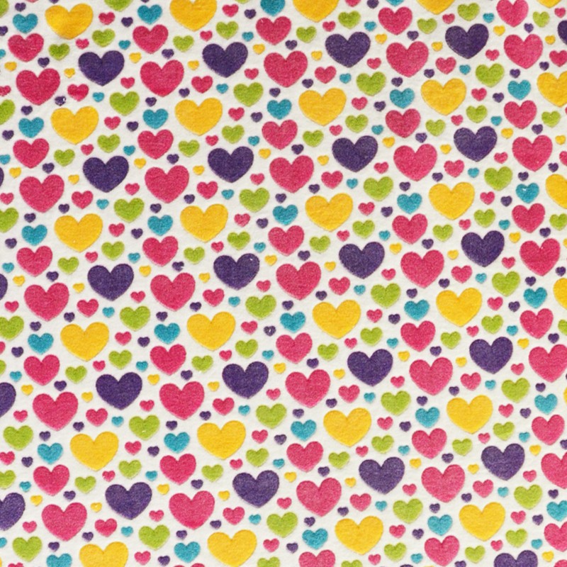Tela Minky Corazones Multicolor - Ribes y Casals