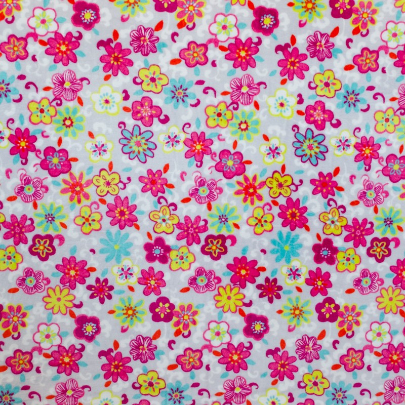 Tela Minky Doble Flores Multicolor - Ribes y Casals