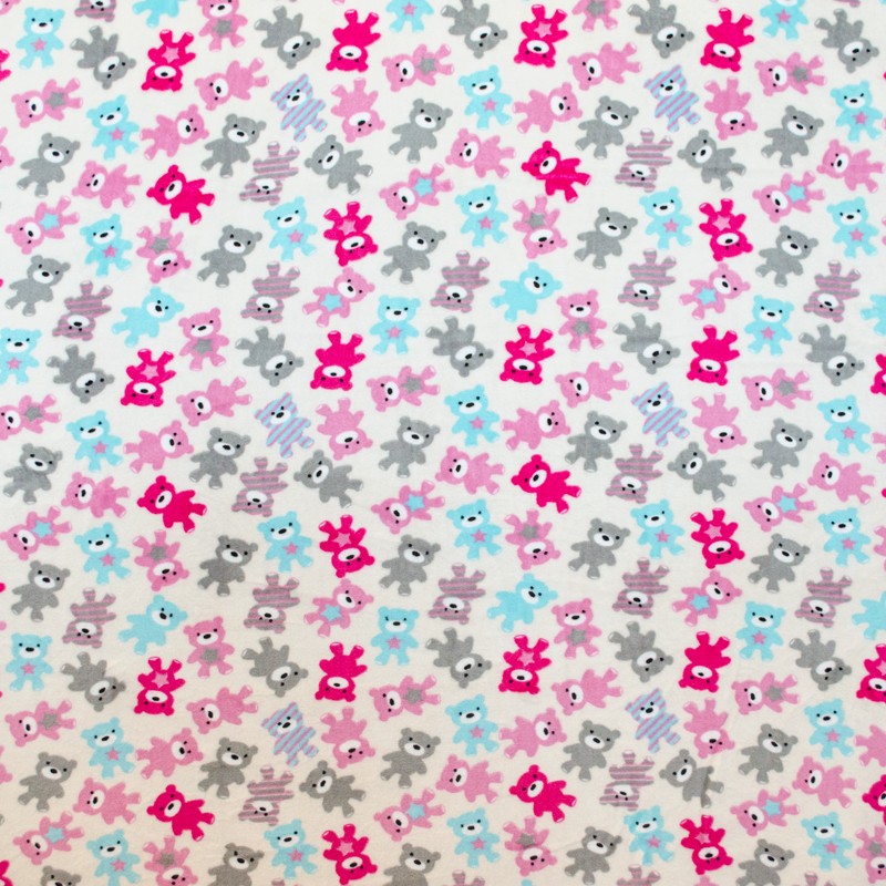 Tela Minky Doble Ositos Multicolor - Ribes y Casals