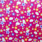 Tela Minky Estrellas Nubes Fucsia - Ribes y Casals