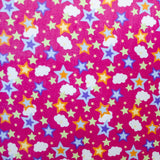 Tela Minky Estrellas Nubes Fucsia - Ribes y Casals