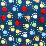 Tela Minky Huellas Fondo Azul Marino - Ribes y Casals