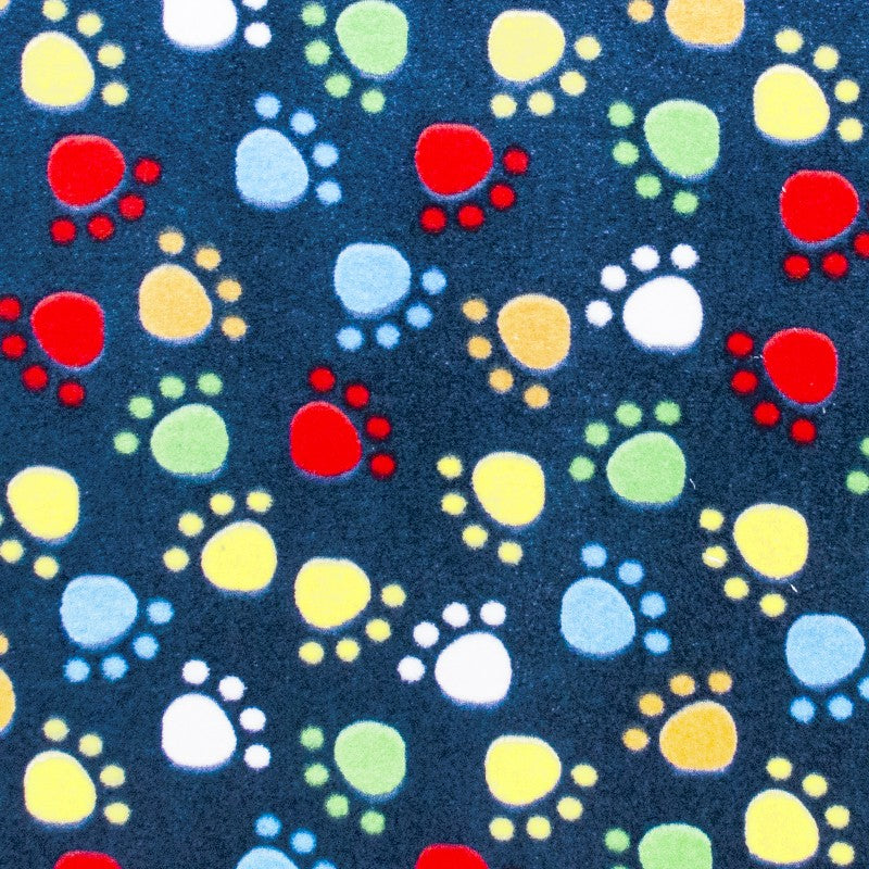 Tela Minky Huellas Fondo Azul Marino - Ribes y Casals