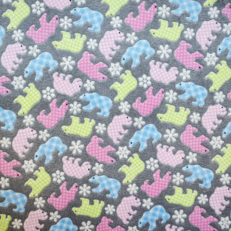 Tela Minky Osos Multicolor Gris - Ribes y Casals