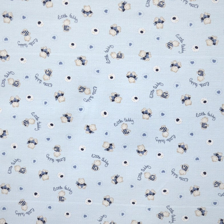 Tela Pana Estampada Ositos Azul Cielo - Ribes y Casals