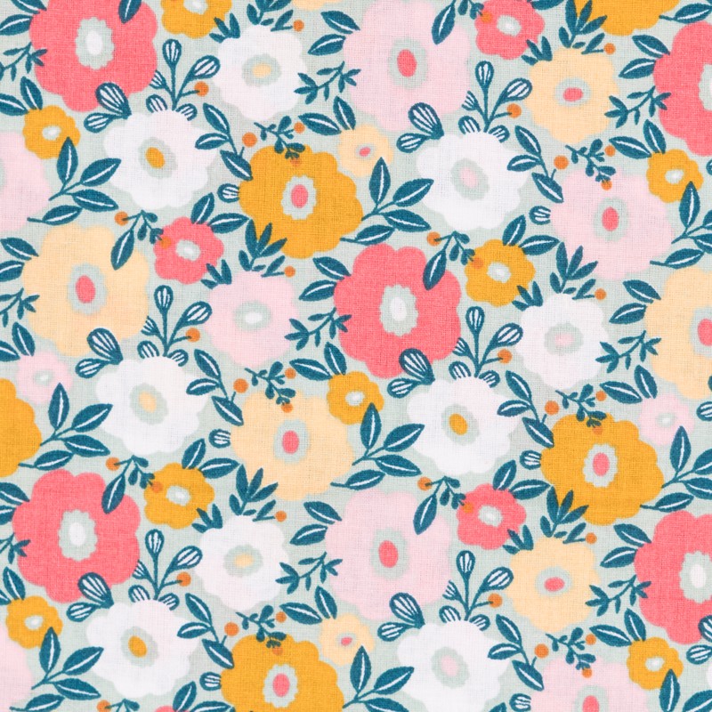 Tela Patchwork Camille Verde Agua - Ribes y Casals