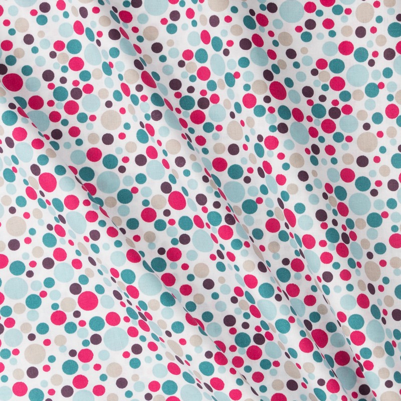 Tela Patchwork Círculos Fucsia - Ribes y Casals