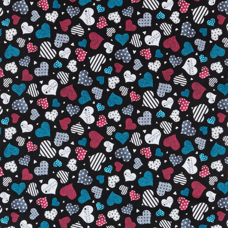 Tela Patchwork Gorjuss Corazón Negro - Ribes y Casals