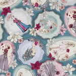 Tela Patchwork Mirabelle Midnight Garden Aguamarina - Ribes y Casals