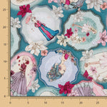 Tela Patchwork Mirabelle Midnight Garden Aguamarina - Ribes y Casals