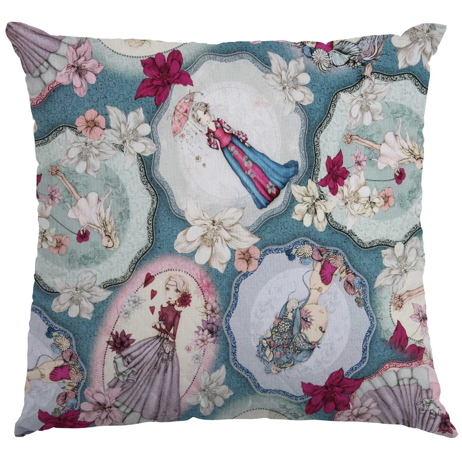Tela Patchwork Mirabelle Midnight Garden Aguamarina - Ribes y Casals