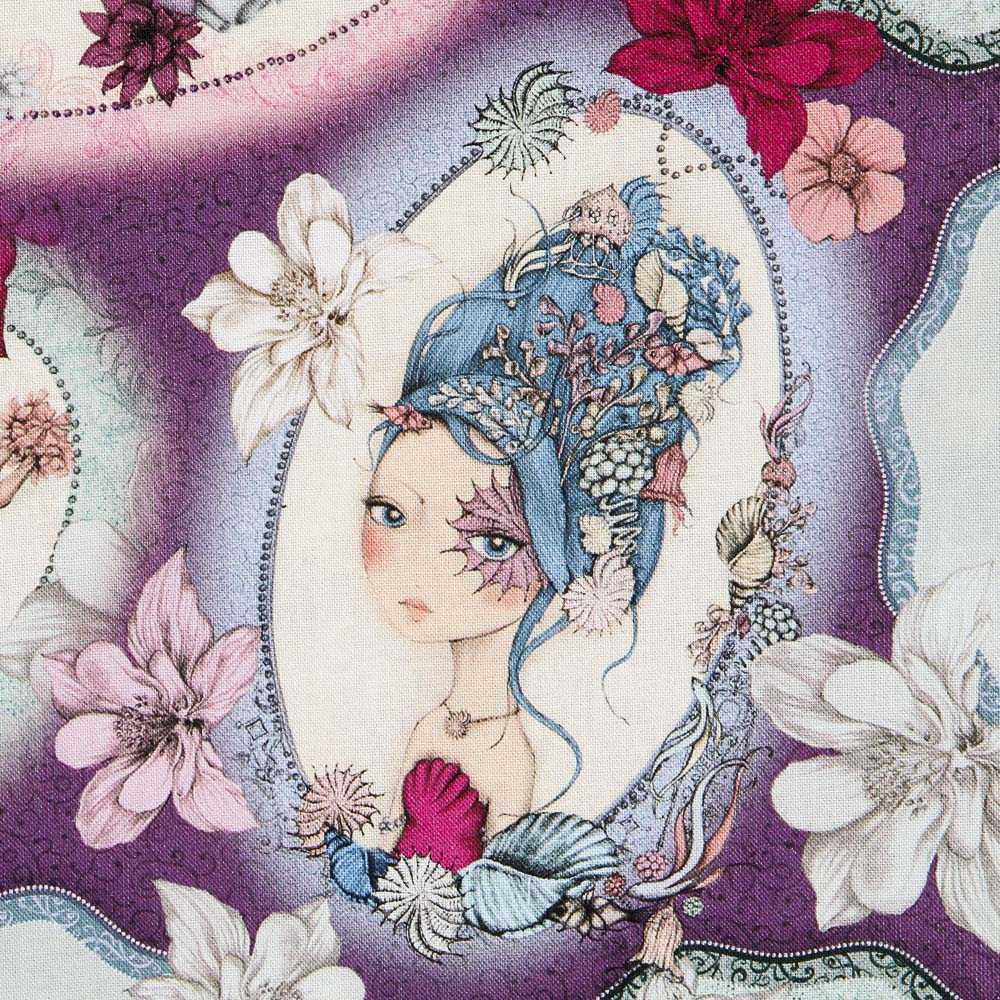 Tela Patchwork Mirabelle Midnight Garden Morada - Ribes y Casals