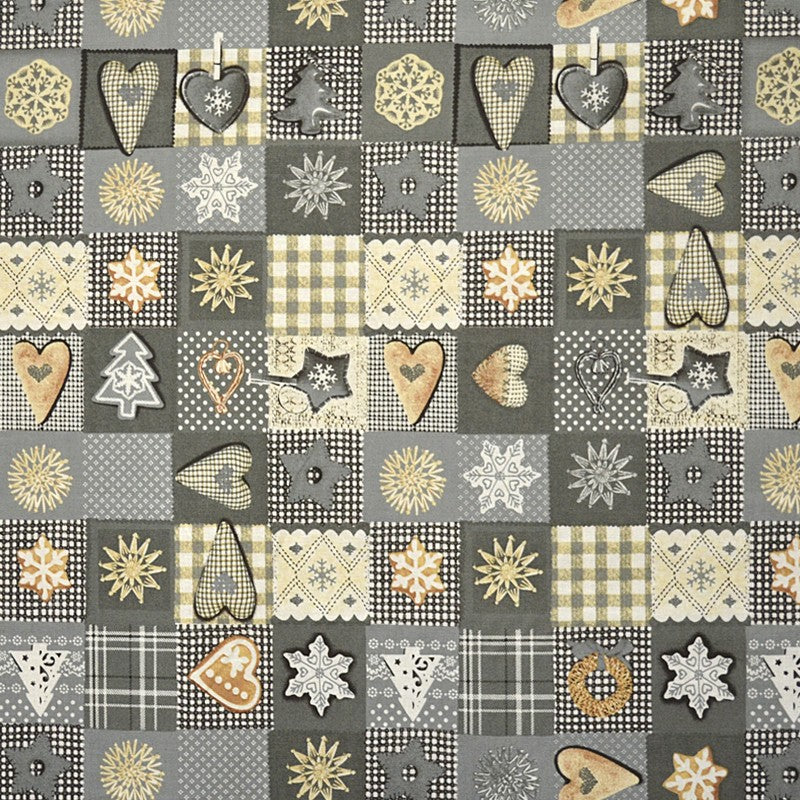Tela Patchwork Navidad Gris - Ribes y Casals
