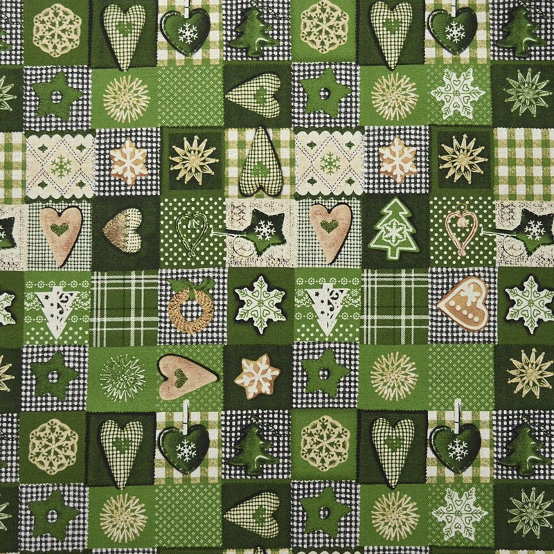 Tela Patchwork Navidad Verde - Ribes y Casals