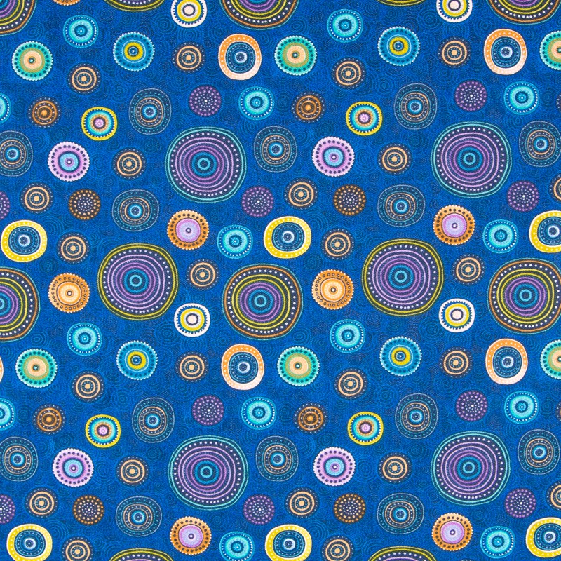 Tela Patchwork Ruedas Azul - Ribes y Casals
