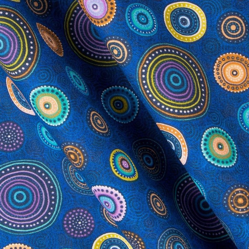 Tela Patchwork Ruedas Azul - Ribes y Casals