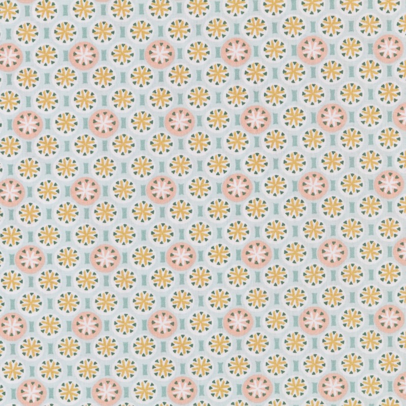 Tela Patchwork Ruedas Verde Agua - Ribes y Casals