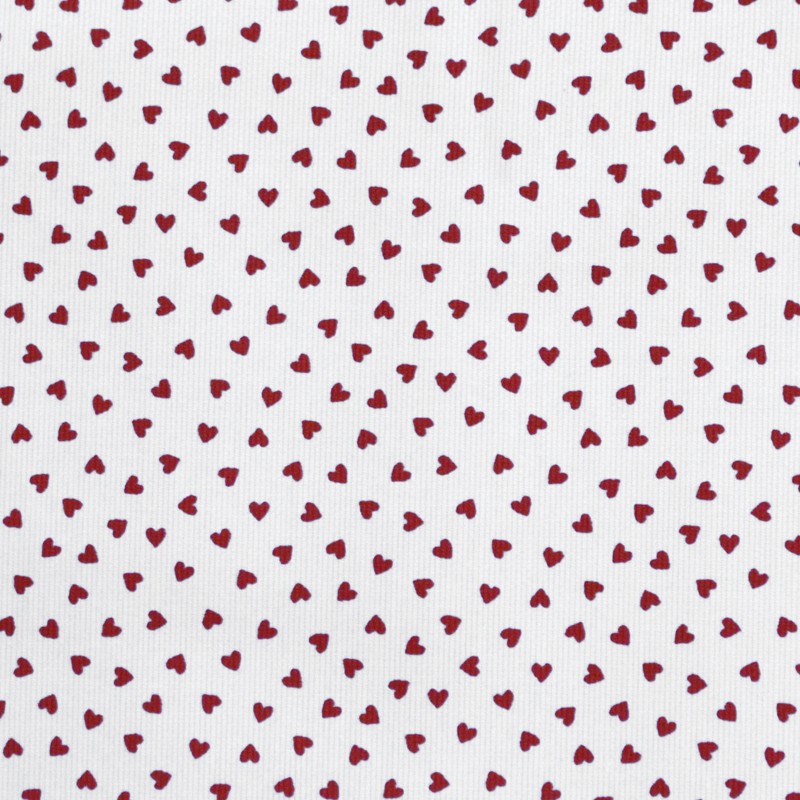 Tela Piqué Canutillo Corazones Rojo - Ribes y Casals