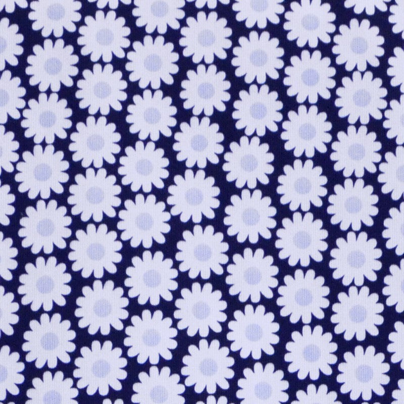 Tela Piqué Canutillo Margaritas Azul Marino - Ribes y Casals