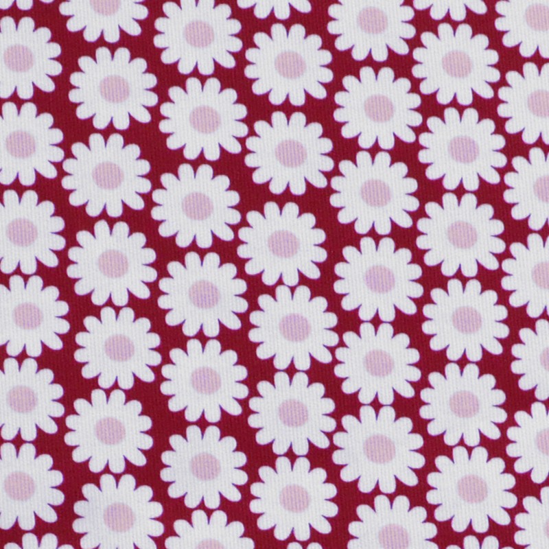 Tela Piqué Canutillo Margaritas Roja - Ribes y Casals