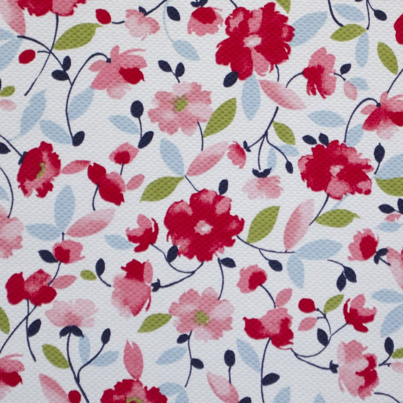Tela Piqué Estampado Floral Rosa - Ribes y Casals