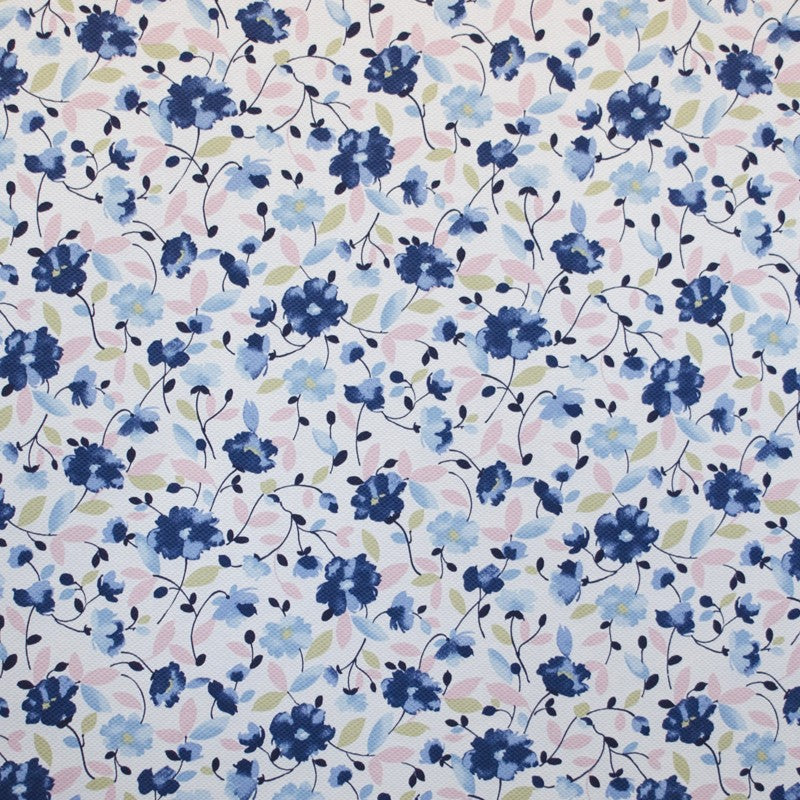 Tela Piqué Estampado Floral Azul - Ribes y Casals